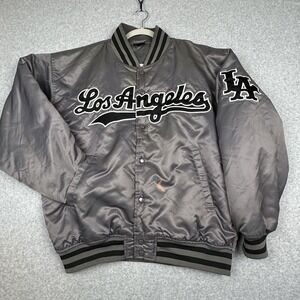 Pro Champ‎ LOS ANGELES Satin Spirit Bomber Jacket Gray XL Insulated Varsity